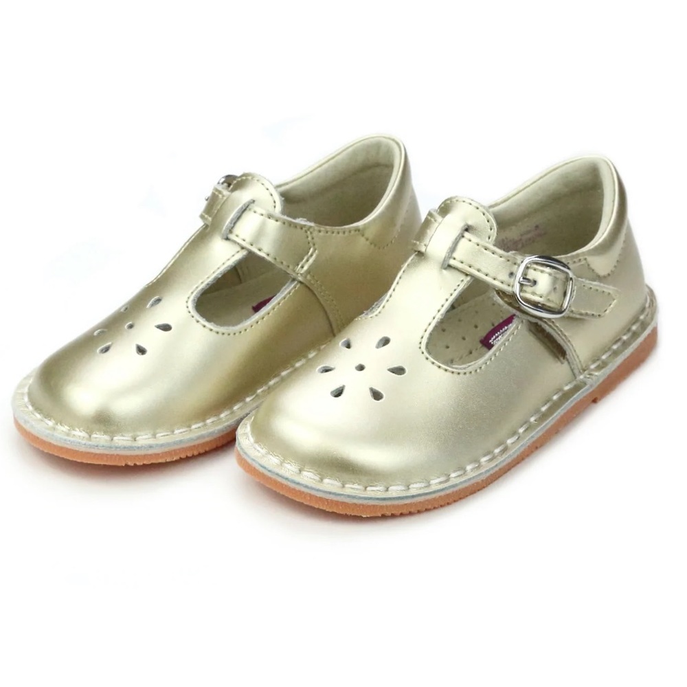 L’amour Joy metallic t-strap leather Mary Jane, size toddler 9